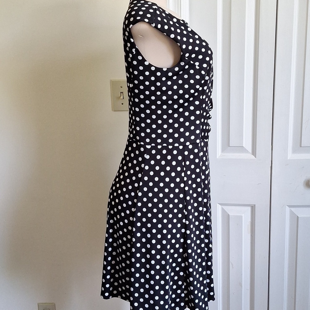 Perceptions Black and White Polka Dot Mini Dress Size 8P - Picture 2 of 9